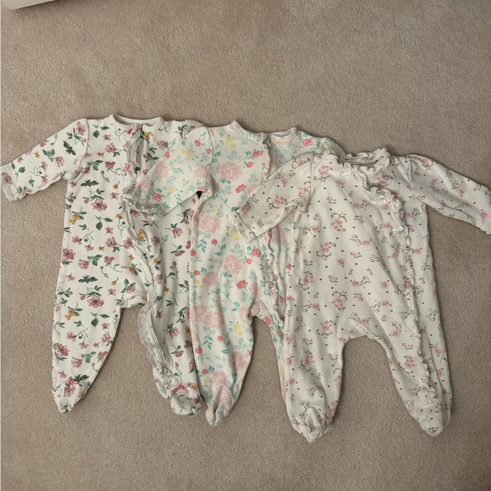 Lot of 3 Baby Girl Little Me Footies size 6M